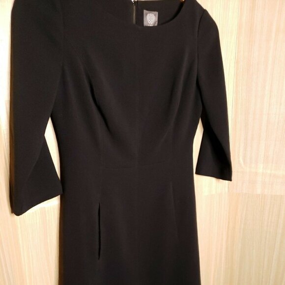 Vince Camuto Womens Black 3/4 Sleeve Fit Flare Heavy Knit Dress 6 - Picture 3 of 8